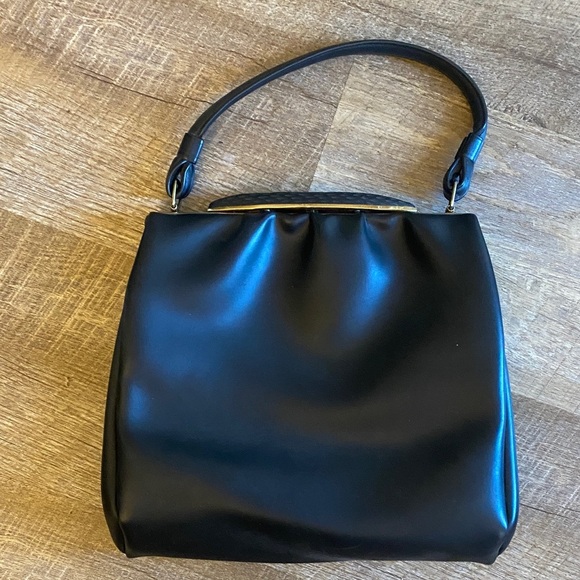 Vintage Black Leather Handbag - Picture 1 of 9